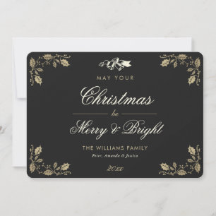 Black Gold Merry and Bright Holiday Cards