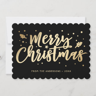 Black Gold Merry Christmas Calligraphy Holiday Card