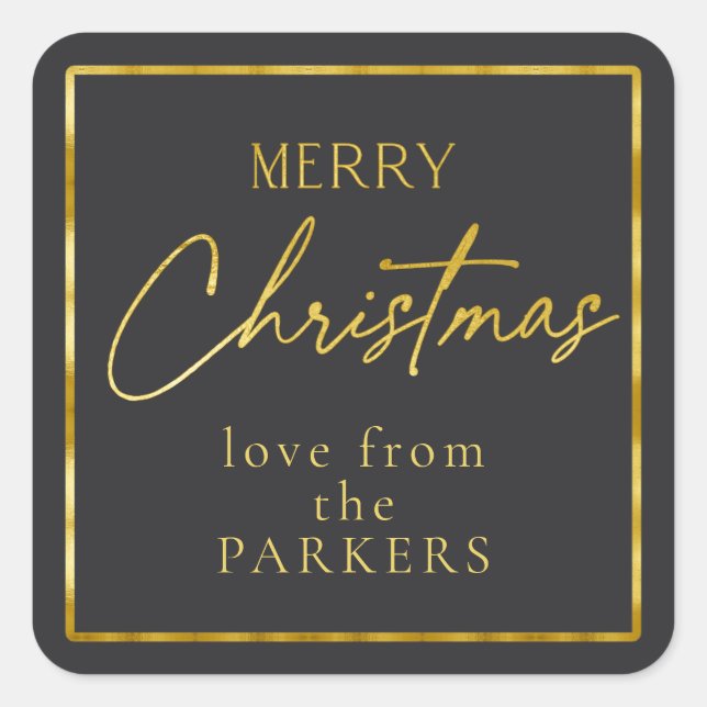 Black Gold Merry Christmas ID1009 Square Sticker (Front)