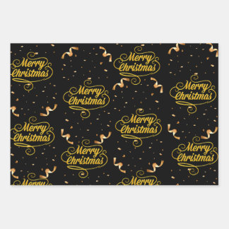 Black & Gold Merry Christmas Wrapping Paper
