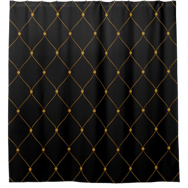 Black Gold Mesh Shower Curtain (Front)