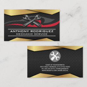 Black Gold Metal Car Wrenches Logo Business Card
