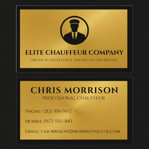 Black Gold Metallic Chauffeur Driver Business Card