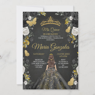Black & Gold Mexican Charra Mis XV Anos Invite