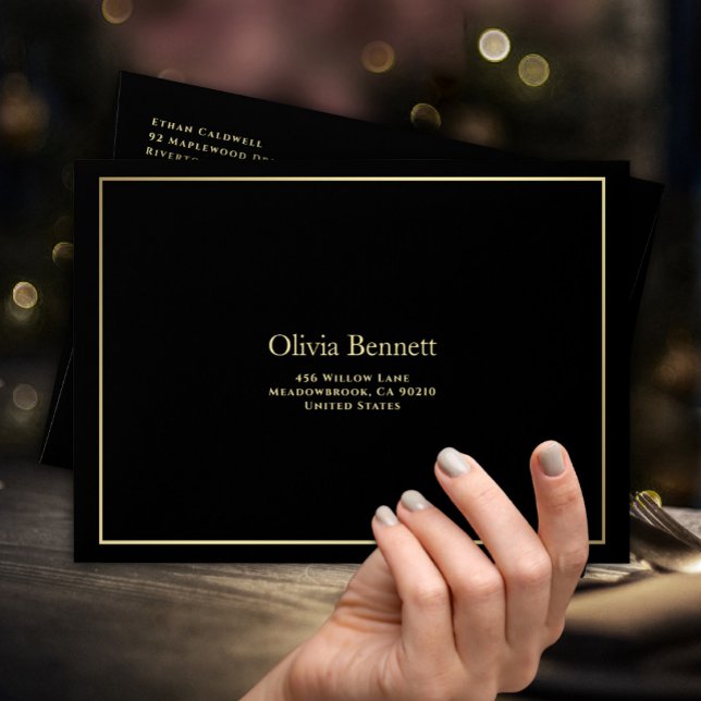 Black Gold Minimal Border Elegant Envelope (Creator Uploaded)