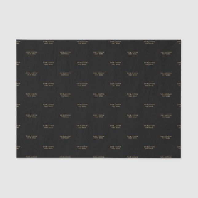 Black & Gold Minimal Custom Text Tissue Paper (Front)