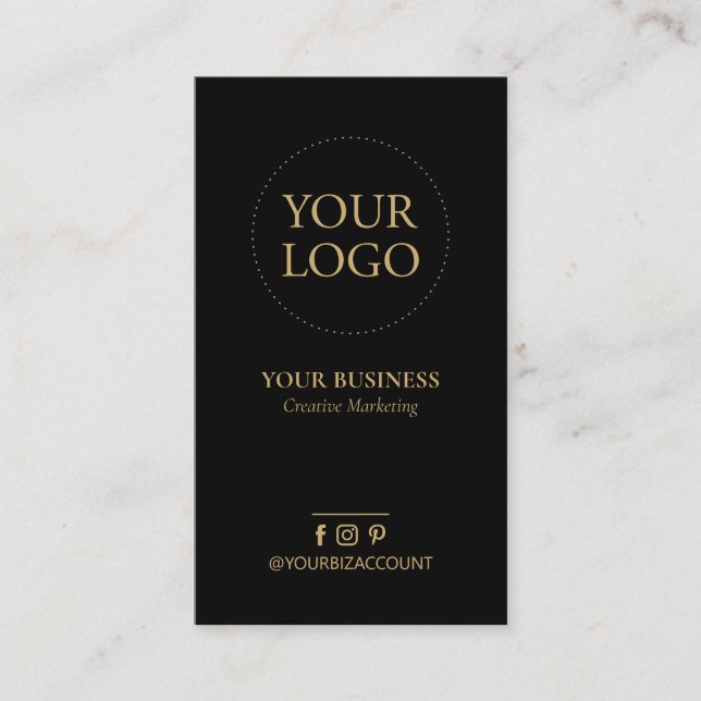 Black & Gold Minimal Logo Business Social Media Card (Front)