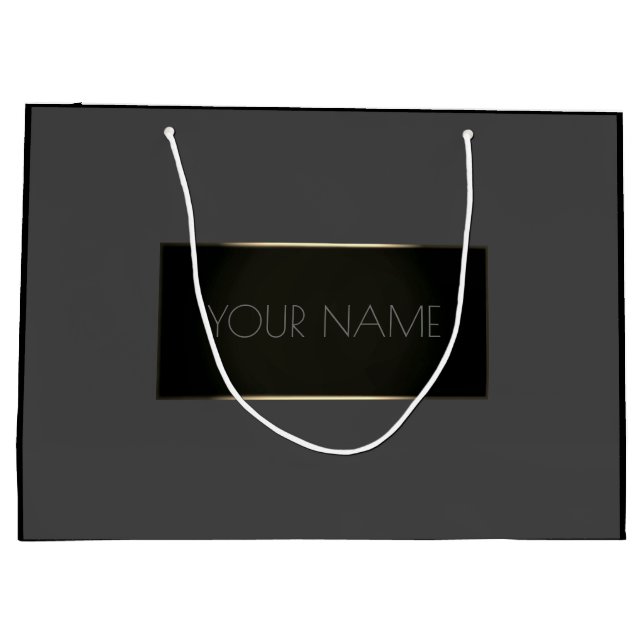 Black Gold Minimal Name Luxury Branding Grey Grey Large Gift Bag (Back)