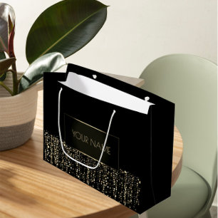 Black Gold Minimal Name Luxury Branding Light Large Gift Bag