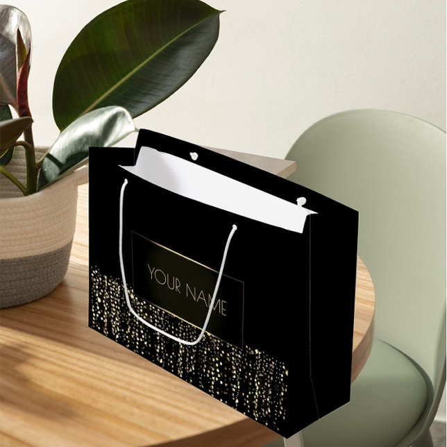 Black Gold Minimal Name Luxury Branding Light Large Gift Bag (Black Gold Minimal Name Luxury Branding Light Large Gift Bag)