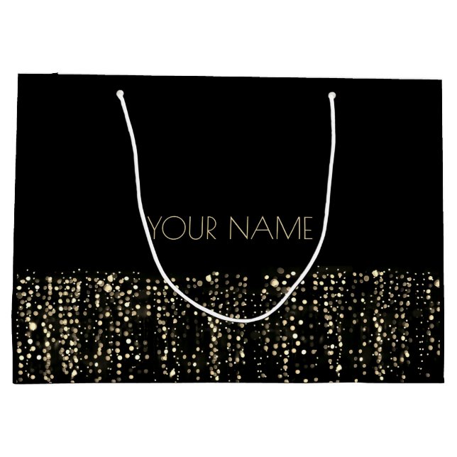 Black Gold Minimal Name Luxury Branding Light Large Gift Bag (Back)