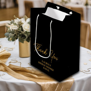 Black Gold Minimalist Bridal Shower Thank You Medium Gift Bag