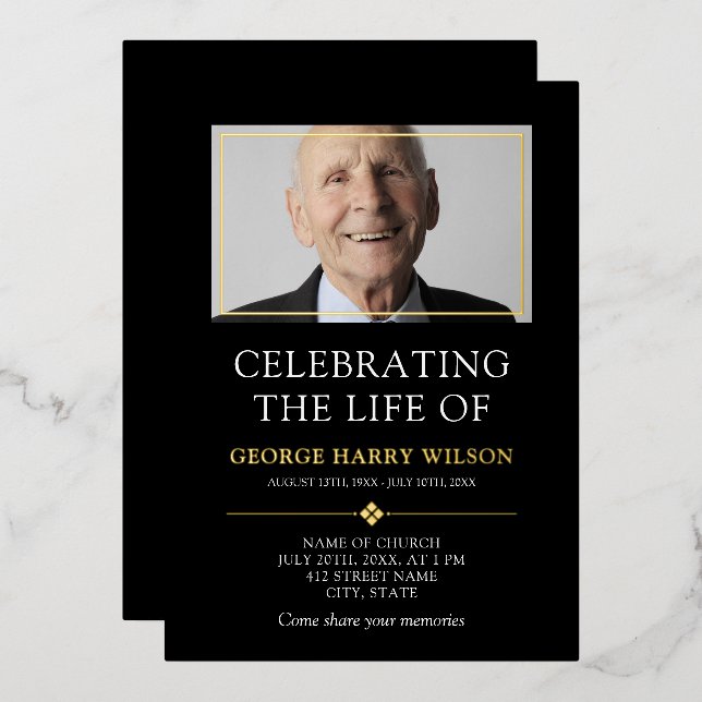 Black Gold Minimalist Celebration of Life (Front/Back)