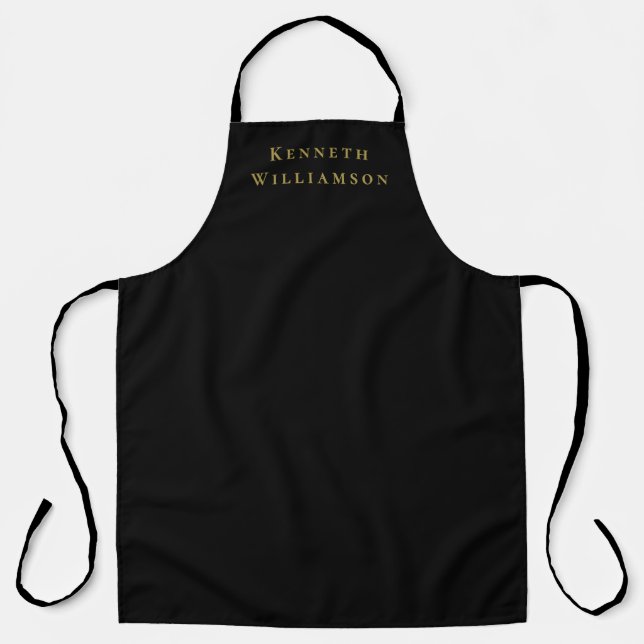 Black Gold Minimalist Custom Name Elegant Men  Apron (Front)