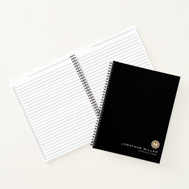 Black Gold Minimalist Monogram Checklist Notebook (Inside)