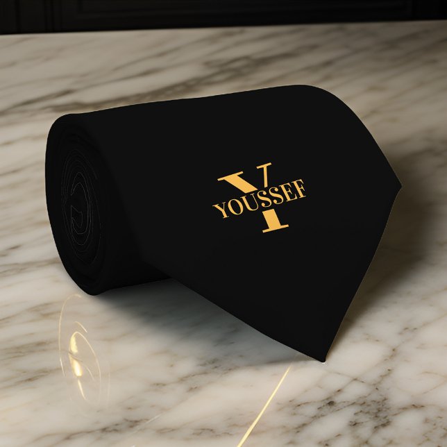 Black Gold Minimalist Monogrammed Tie (Creator Uploaded)