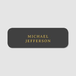 Black & Gold Minimalist Plain Modern Own Name Tag