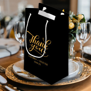 Black Gold   Minimalist Wedding Thank You Small Gift Bag