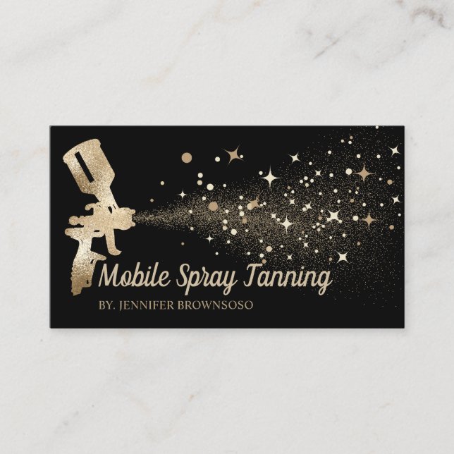 Black Gold Mobile Body Paint Tan Spray Business Card (Front)