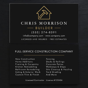 Black Gold Modern Builder Construction  Business Card