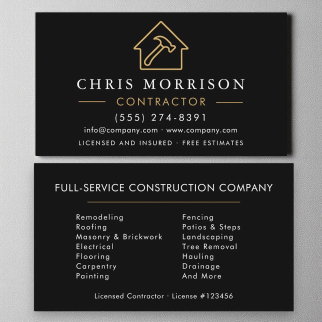 Black Gold Modern Building Construction  Business Card (Creator Uploaded)