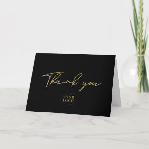 Black & Gold Modern Business Thank you Note Card
