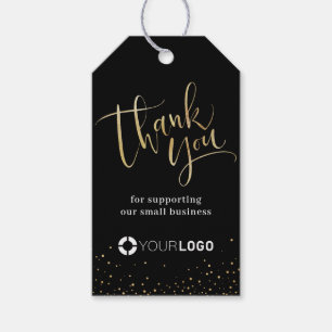 Black & Gold Modern calligraphy business thank you Gift Tags