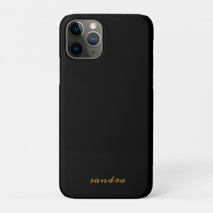 Black Gold Modern Chic Script Girly Monogram Name iPhone 11 Pro Case