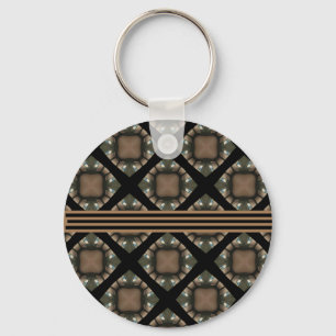 Black & Gold Modern Classic Monogram Pattern Key Ring