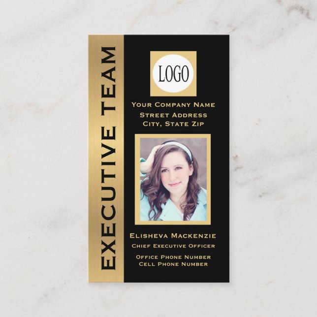 Black Gold Modern Custom Executive Business Card (Front)