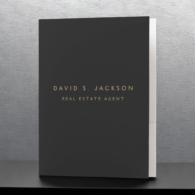 Black Gold Modern Elegant Professional Classy Pocket Folder