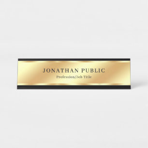 Black & Gold Modern Elegant Template Luxurious Desk Name Plate