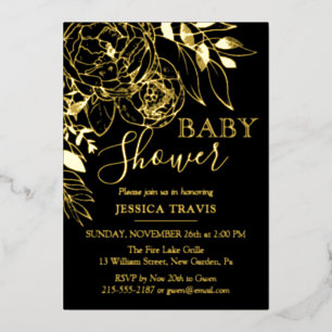Black & Gold Modern Floral Baby Shower