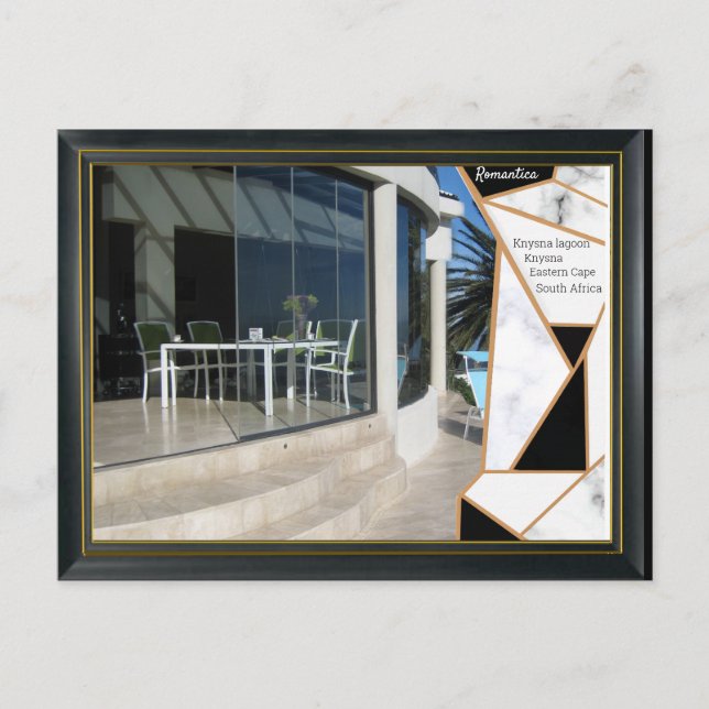 Black Gold Modern Geometric Abstract Postcard (Front)