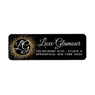Black & Gold Modern Glamour Salon Return Address
