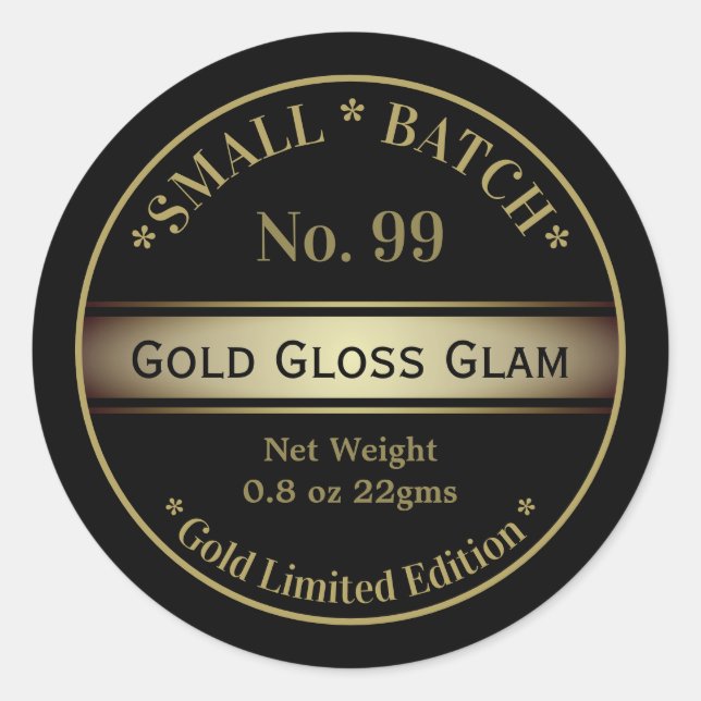 Black Gold Modern Gloss Lip Balm Beauty Product Classic Round Sticker (Front)