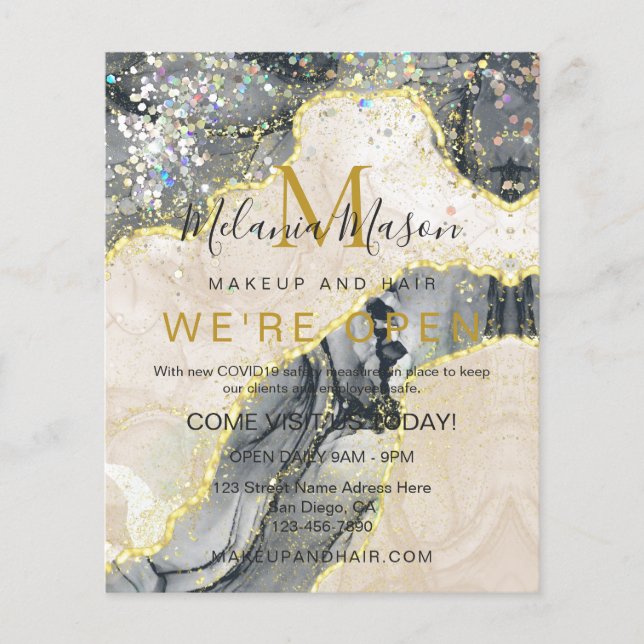 Black Gold Modern Liquid Watercolor Alcohol Ink Flyer (Front)