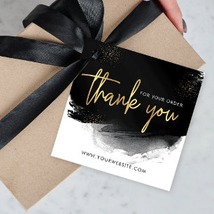 Black & Gold Modern Logo Business Thank You Favour Tags