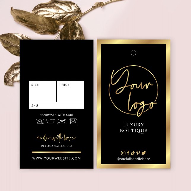 Black & Gold Modern Logo Clothing Label Price Tag (Creator Uploaded)