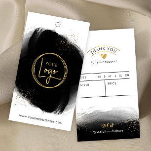 Black & Gold Modern Logo Clothing Label Price Tag