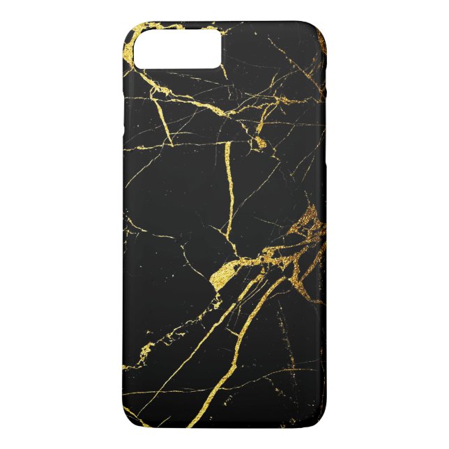 Black Gold Modern Marble Pattern Barely There Case-Mate iPhone Case (Back)