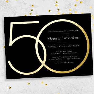 Black Gold Modern Minimalist 50th Birthday