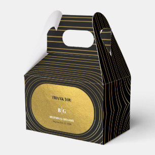 Black & Gold Modern Minimalist Arch Wedding Favour Box