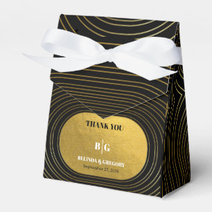 Black & Gold Modern Minimalist Arch Wedding Favour Box