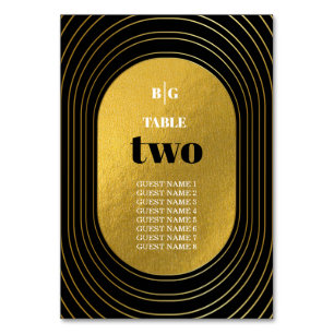 Black & Gold Modern Minimalist Arch Wedding Table Number