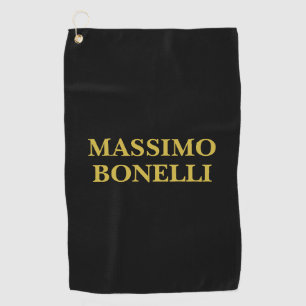 Black Gold Modern Minimalist Elegant Your Name Golf Towel