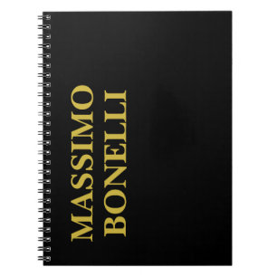 Black Gold Modern Minimalist Elegant Your Name Notebook