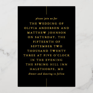 Black gold modern minimalist typography wedding