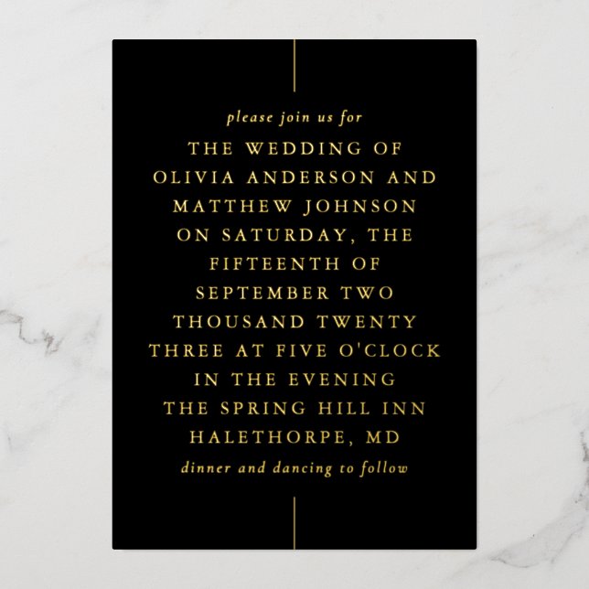 Black gold modern minimalist typography wedding (Front)