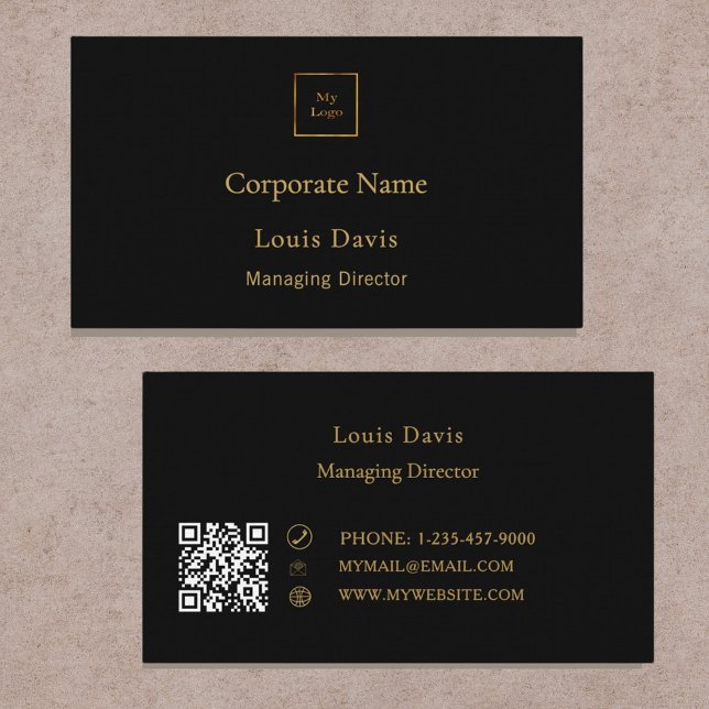 Black gold modern minimialst premium logo business card (Creator Uploaded)